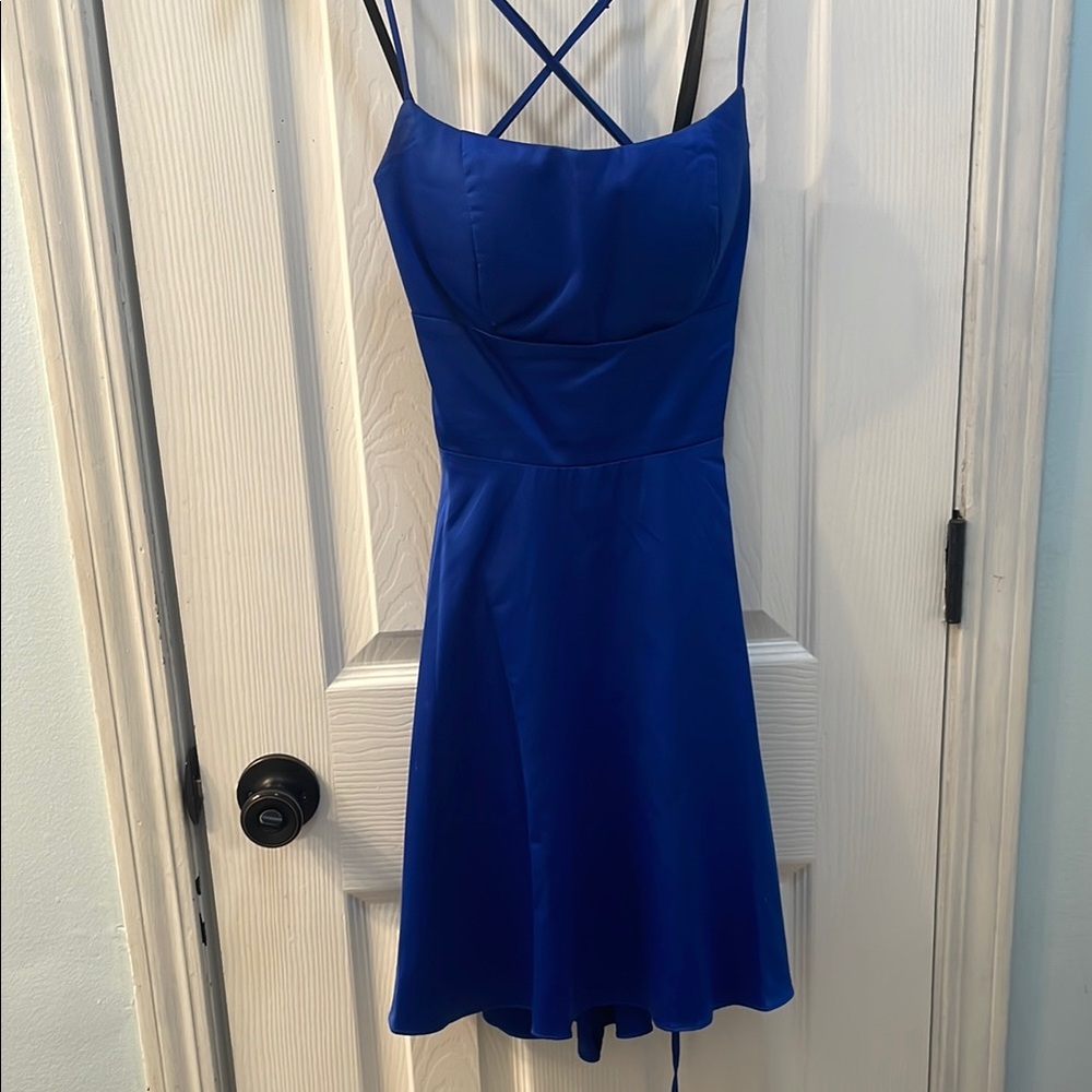 Elegant Blue Strapless Dress